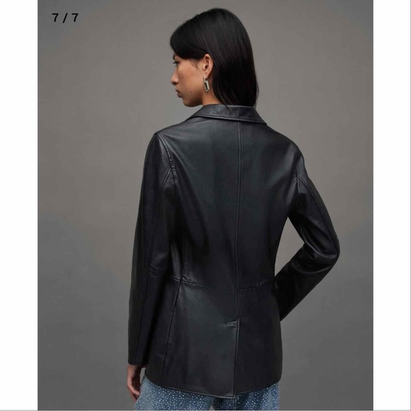 NWT Allsaints Orion Relaxed Fit Leather Blazer - Picture 6 of 6